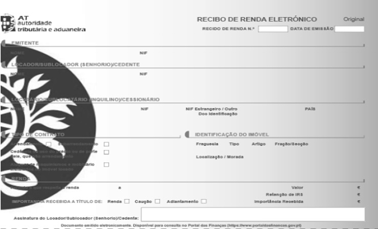 Recibo de renda eletrónico